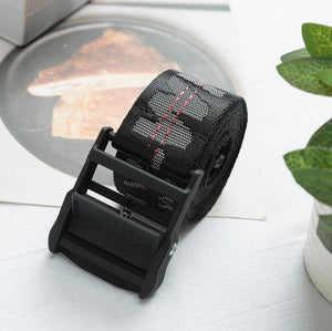 OFF White Belt 100-200cm Street Style Canvas Men's Belt Industrial Letters Canvas Belts Women Men Punk Embroidery Waist Strap