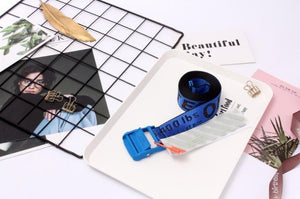 OFF White Belt 100-200cm Street Style Canvas Men's Belt Industrial Letters Canvas Belts Women Men Punk Embroidery Waist Strap