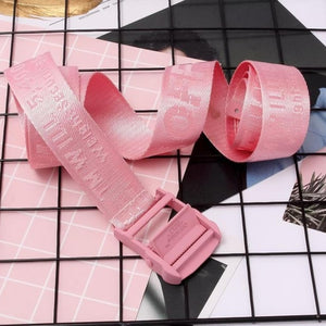 OFF White Belt 100-200cm Street Style Canvas Men's Belt Industrial Letters Canvas Belts Women Men Punk Embroidery Waist Strap