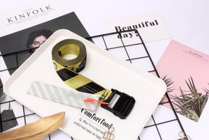OFF White Belt 100-200cm Street Style Canvas Men's Belt Industrial Letters Canvas Belts Women Men Punk Embroidery Waist Strap