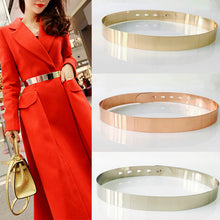 Load image into Gallery viewer, Fashion Women Adjustable Metal Waist Belt Bling Gold Silver Color Plate Vintage Lady Simple Belts Mirror Waistband