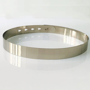 Fashion Women Adjustable Metal Waist Belt Bling Gold Silver Color Plate Vintage Lady Simple Belts Mirror Waistband