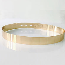 Load image into Gallery viewer, Fashion Women Adjustable Metal Waist Belt Bling Gold Silver Color Plate Vintage Lady Simple Belts Mirror Waistband